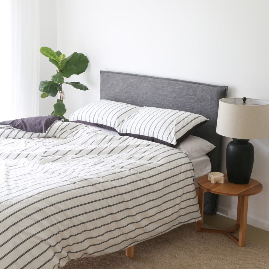 Juno Bedhead with Slipcover Queen Size Charcoal By Black Mango Interiors