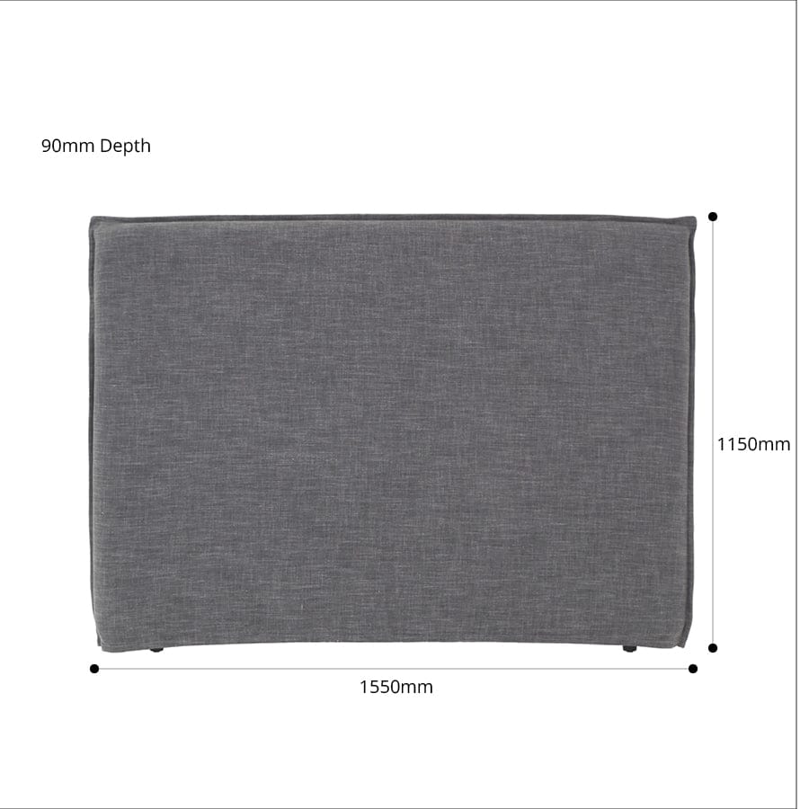 Juno Bedhead with Slipcover Queen Size Charcoal By Black Mango Interiors