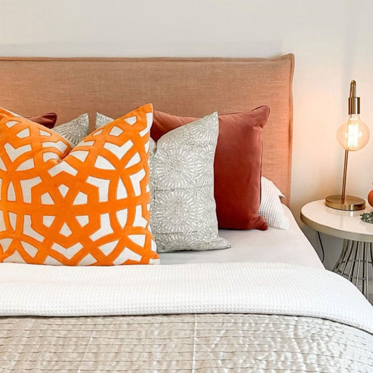 Juno Bedhead with Slipcover Queen Size Dusty Pink Black Mango