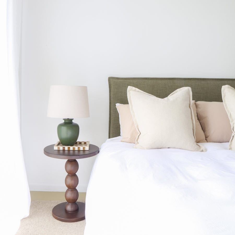 Juno Bedhead with Slipcover Queen Size Olive By Black Mango Interiors