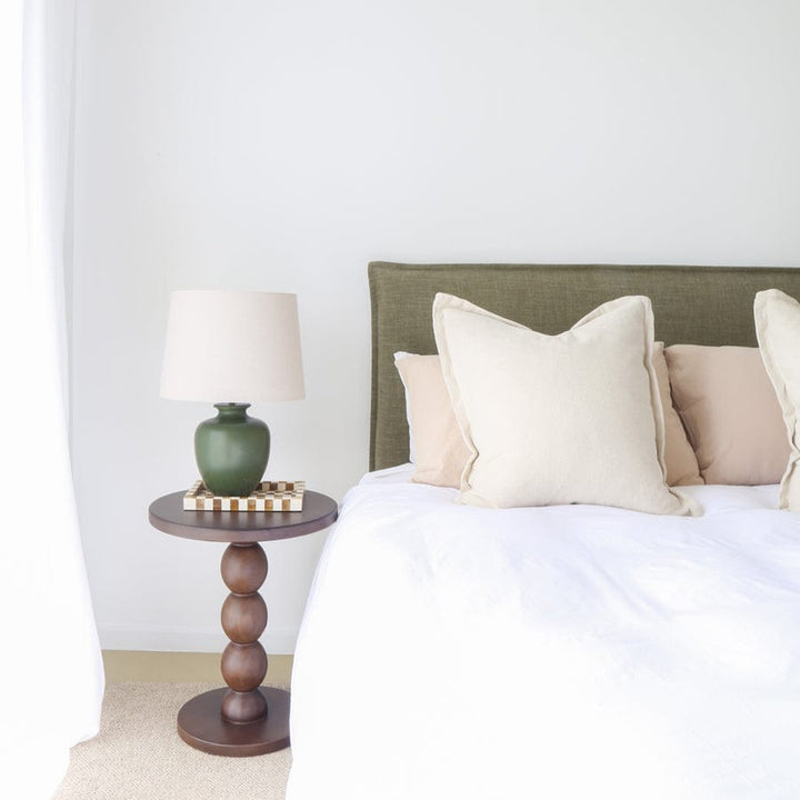 Juno Bedhead with Slipcover Queen Size Olive By Black Mango Interiors