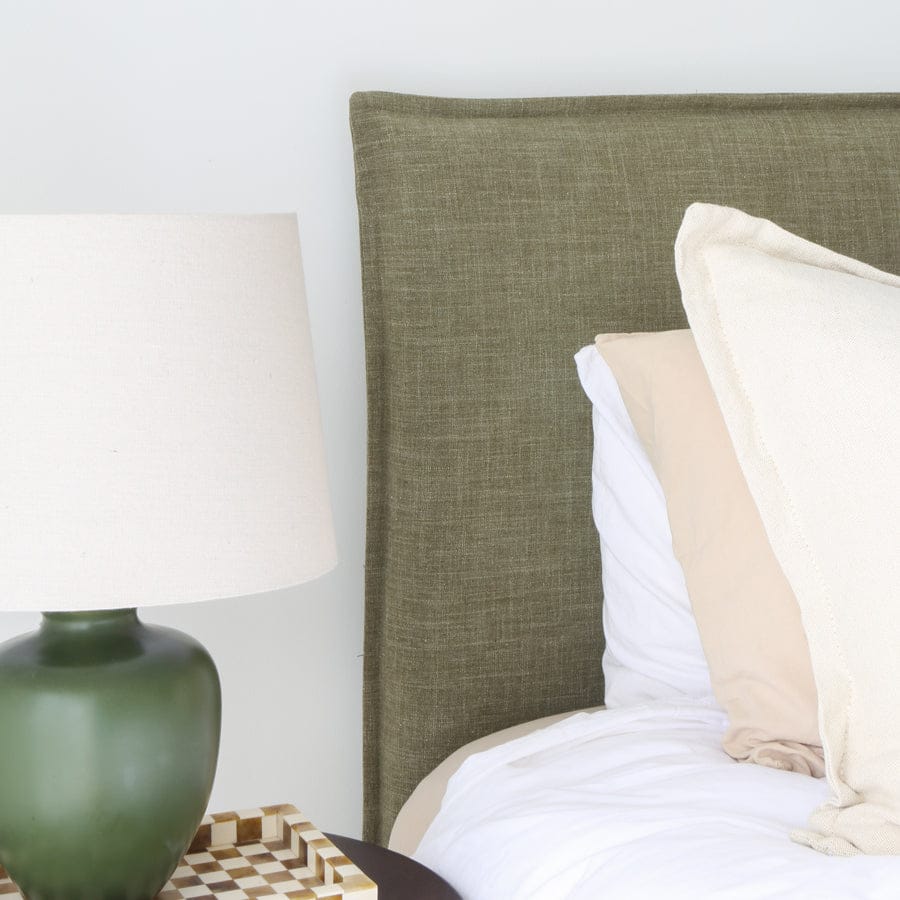 Juno Bedhead with Slipcover Queen Size Olive By Black Mango Interiors