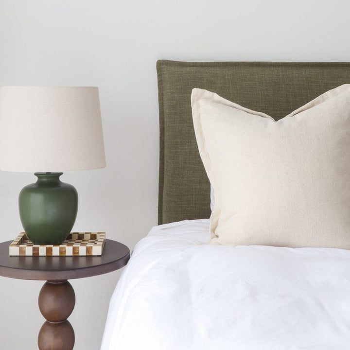 Juno Bedhead with Slipcover Queen Size Olive By Black Mango Interiors