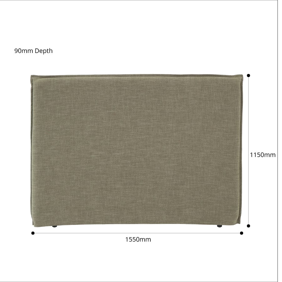 Juno Bedhead with Slipcover Queen Size Olive By Black Mango Interiors