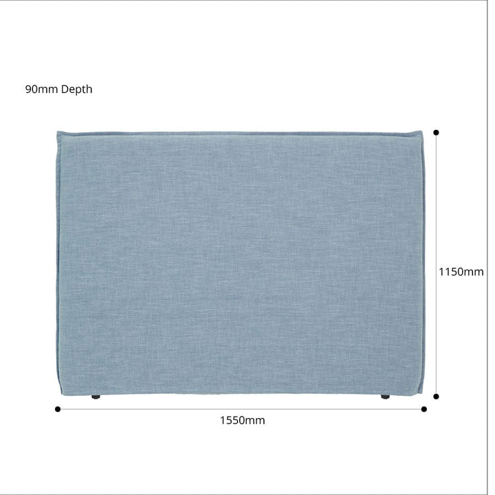 Juno Bedhead with Slipcover Queen Size Sky By Black Mango Interiors