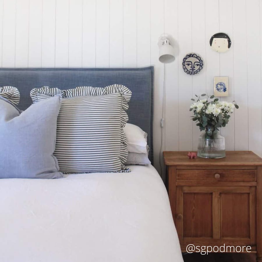 Juno Bedhead with Slipcover Queen Size Sky By Black Mango Interiors