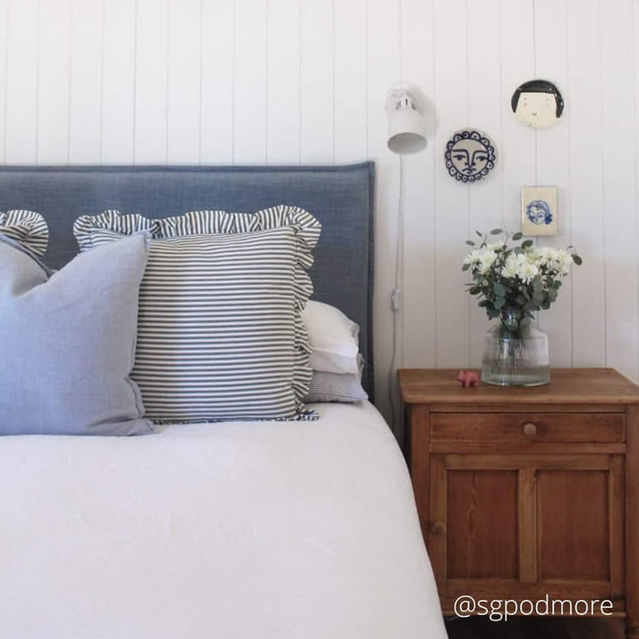 Juno Bedhead with Slipcover Queen Size Sky By Black Mango Interiors