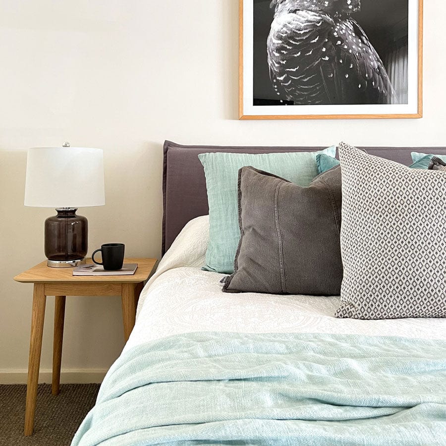 Juno Bedhead with Slipcover Queen Size Wolf Grey By Black Mango