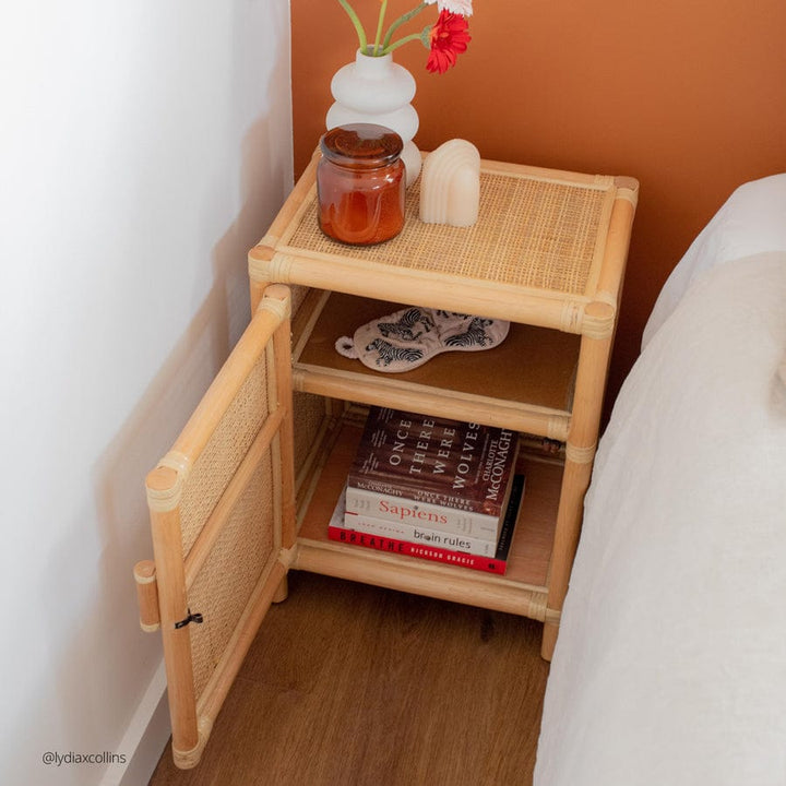 Lennox Rattan Bedside Table By Black Mango Interiors