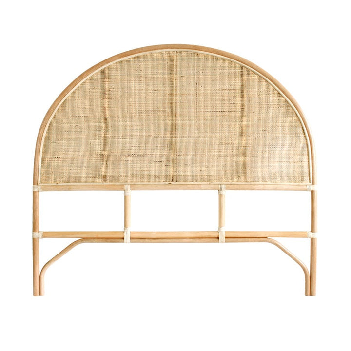 Lennox Rounded Rattan Bedhead Double Size Natural By Black Mango