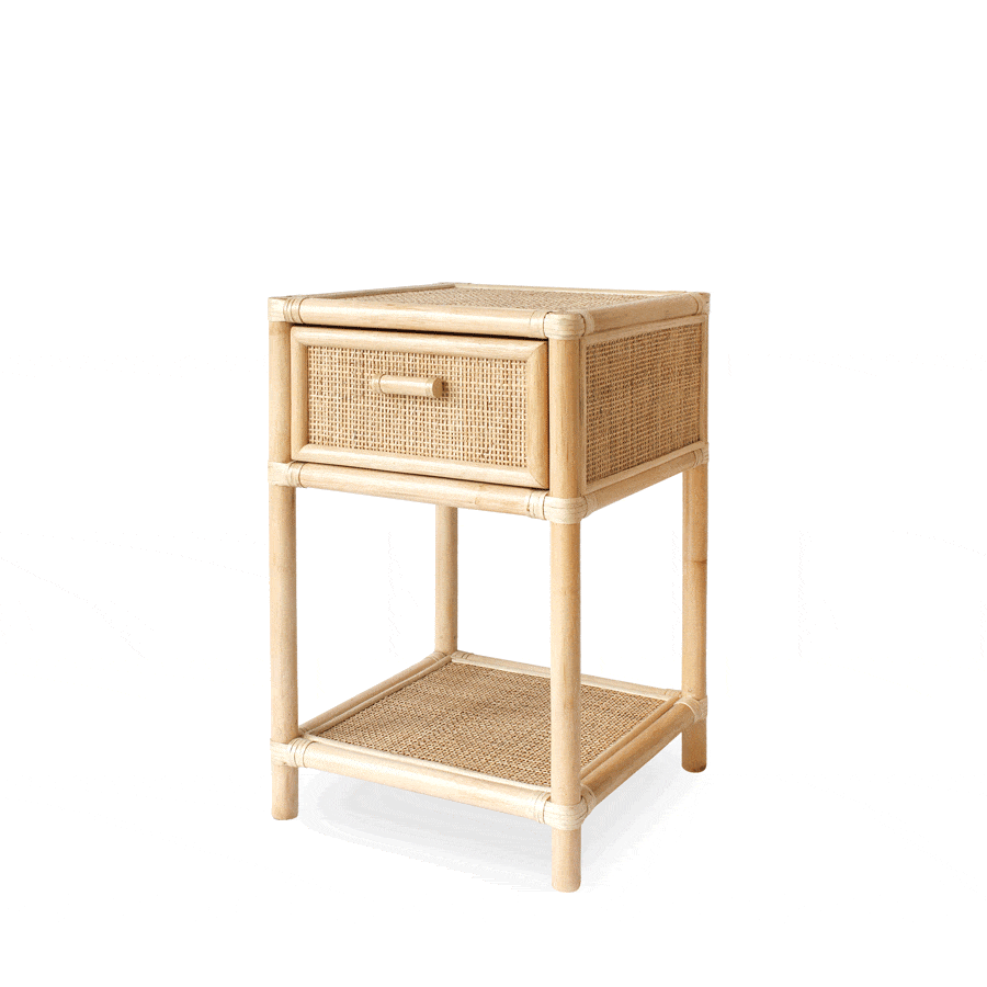 Lennox Square Rattan Side Table with Drawer By Black Mango