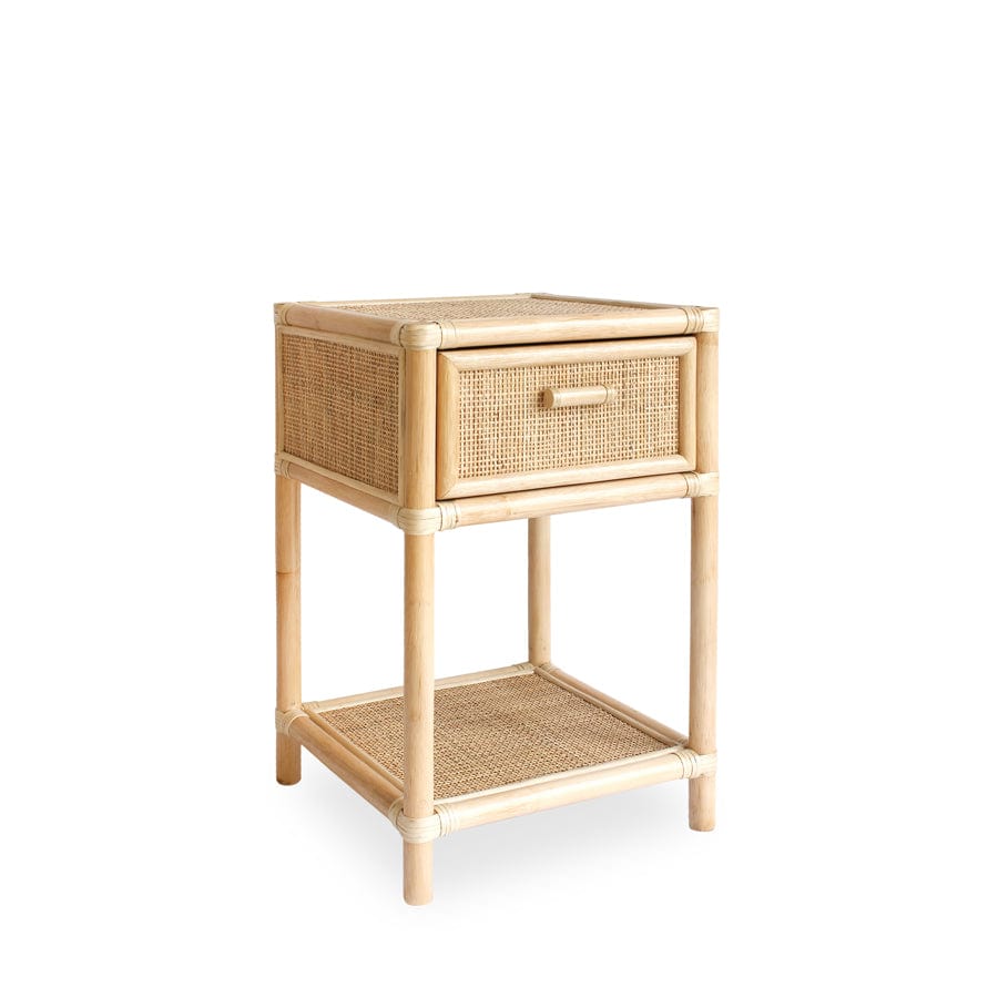 Lennox Square Rattan Side Table with Drawer By Black Mango