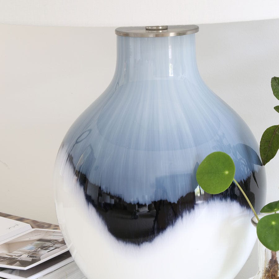Macie Navy and White Table Lamp By Black Mango
