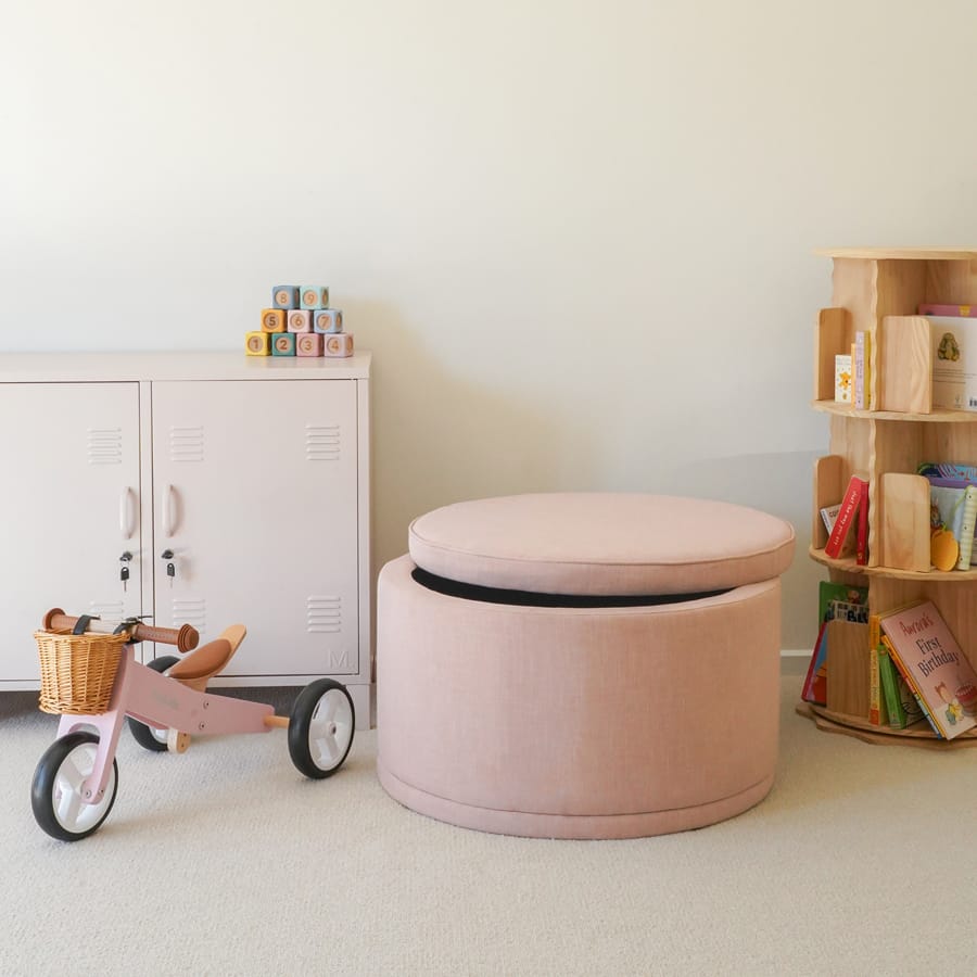 Mae Storage Ottoman Large Blush By Black Mango Interiors