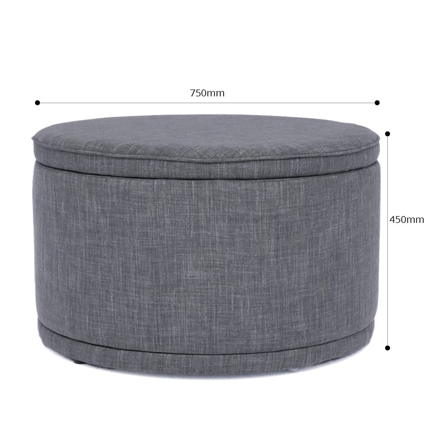 Mae Storage Ottoman Large Charcoal By Black Mango Interiors