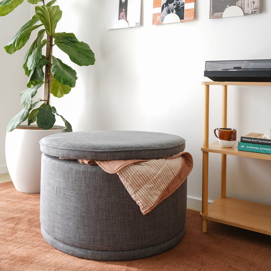 Mae Storage Ottoman Large Charcoal By Black Mango Interiors