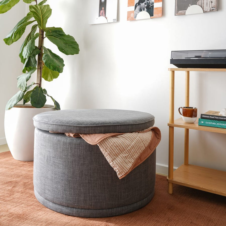 Mae Storage Ottoman Large Charcoal By Black Mango Interiors