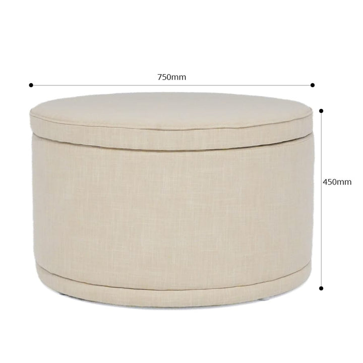 Mae Storage Ottoman Large Linen By Black Mango Interiors