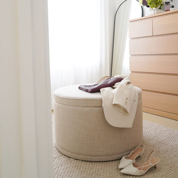 Mae Storage Ottoman Large Linen By Black Mango Interiors