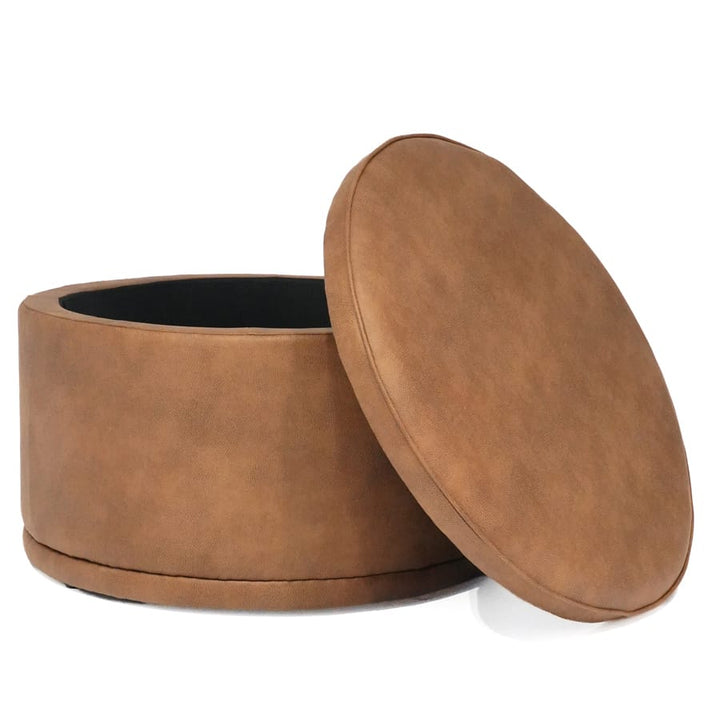 Mae Storage Ottoman Large Tan By Black Mango Interiors