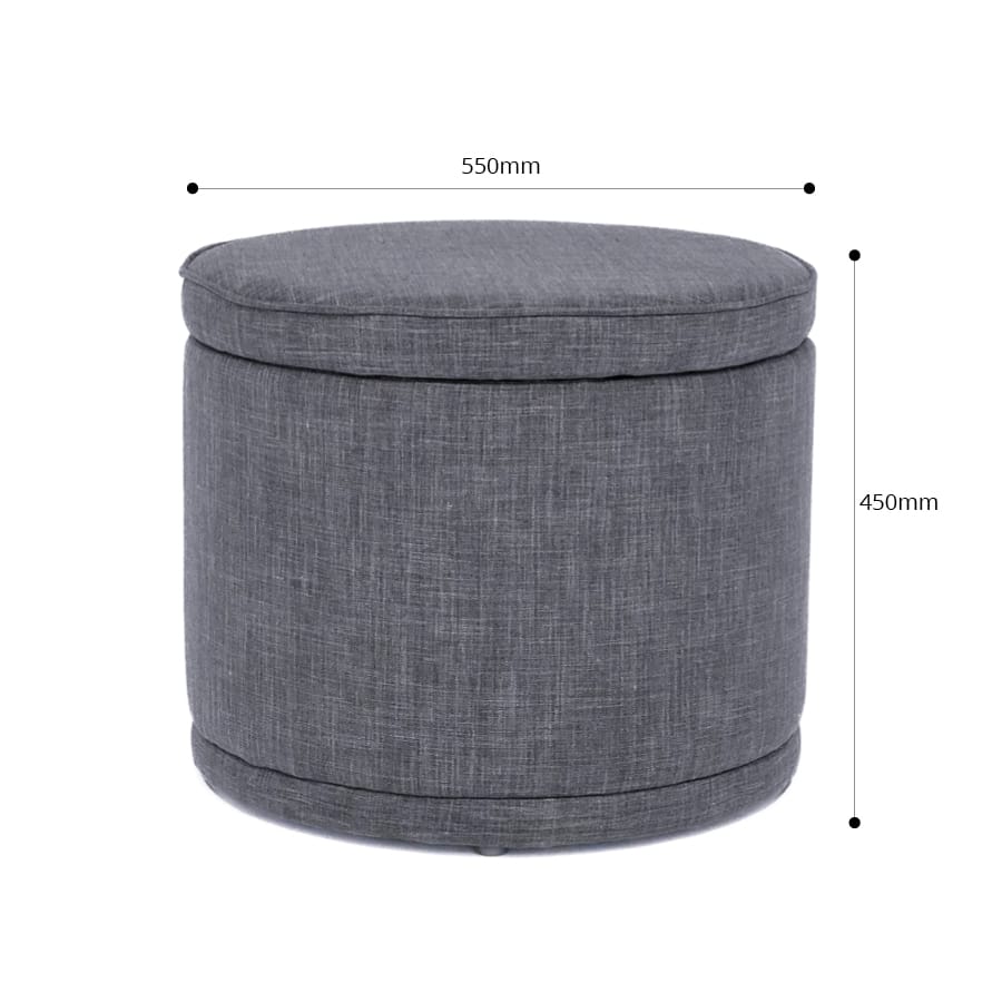 Mae Storage Ottoman Small Charcoal By Black Mango Interiors