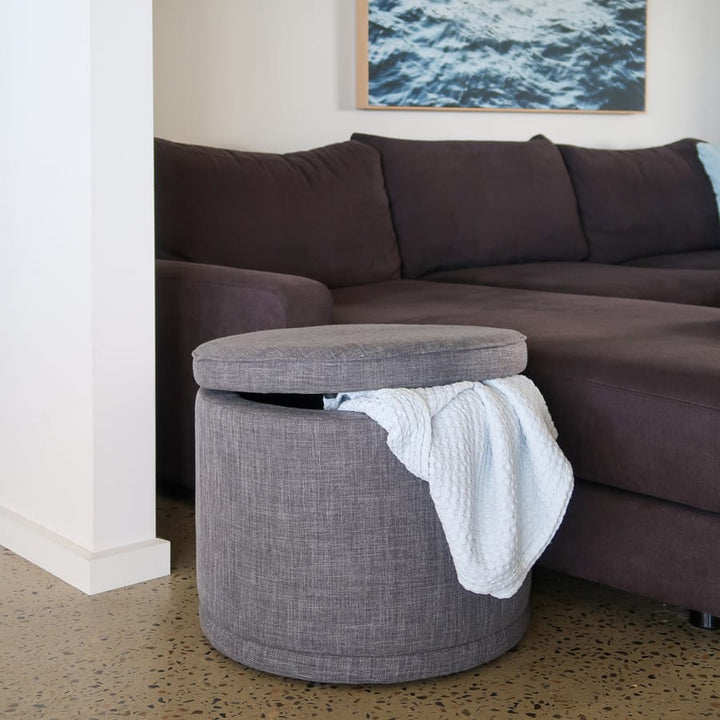 Mae Storage Ottoman Small Charcoal By Black Mango Interiors