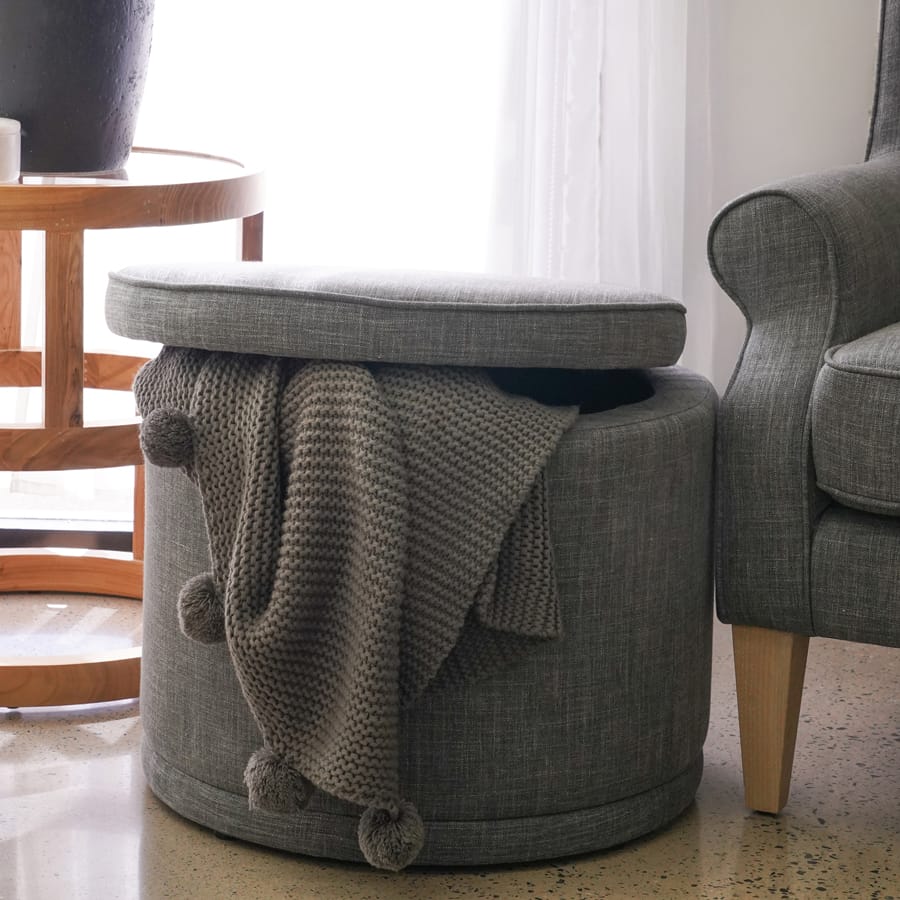 Mae Storage Ottoman Small Charcoal By Black Mango Interiors