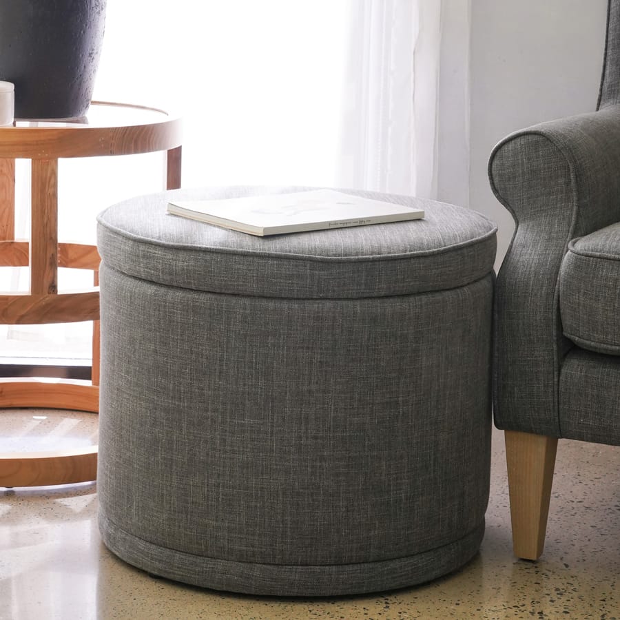 Mae Storage Ottoman Small Charcoal By Black Mango Interiors
