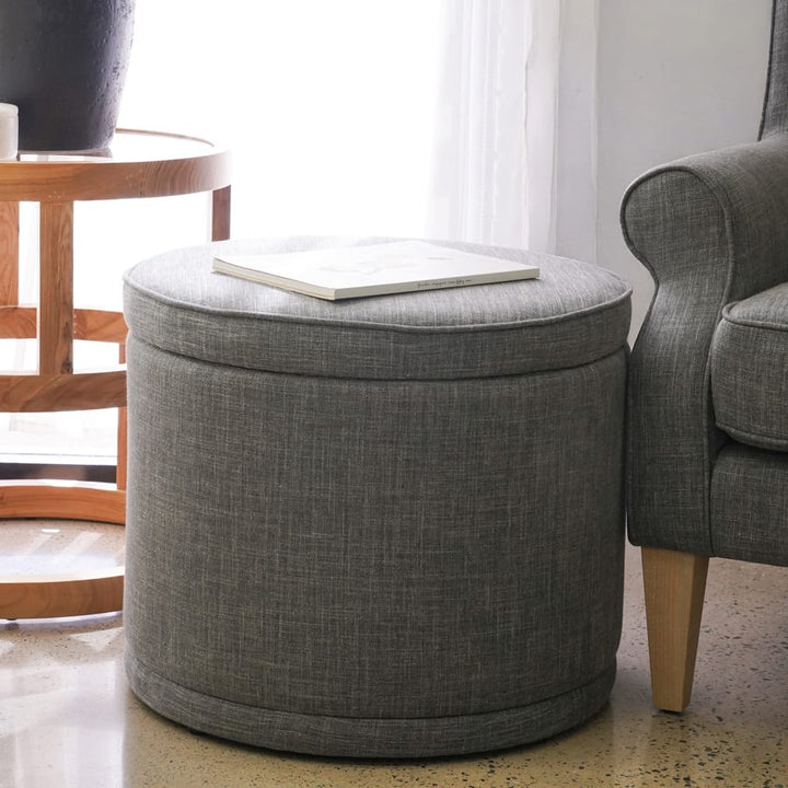Mae Storage Ottoman Small Charcoal By Black Mango Interiors