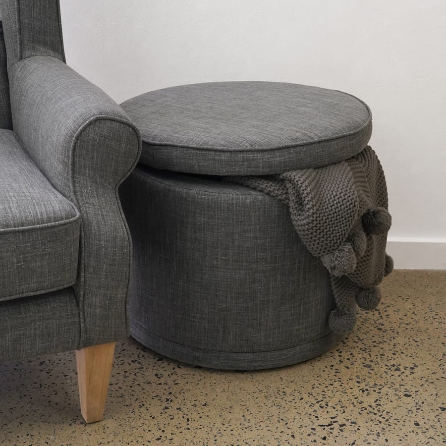 Mae Storage Ottoman Small Charcoal By Black Mango Interiors