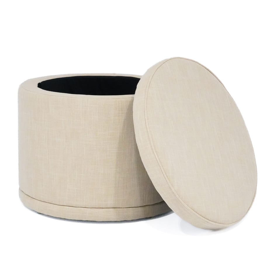 Mae Storage Ottoman Small Linen By Black Mango Interiors