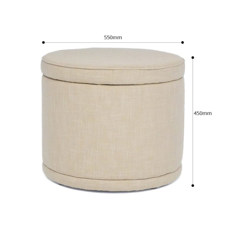 Mae Storage Ottoman Small Linen By Black Mango Interiors