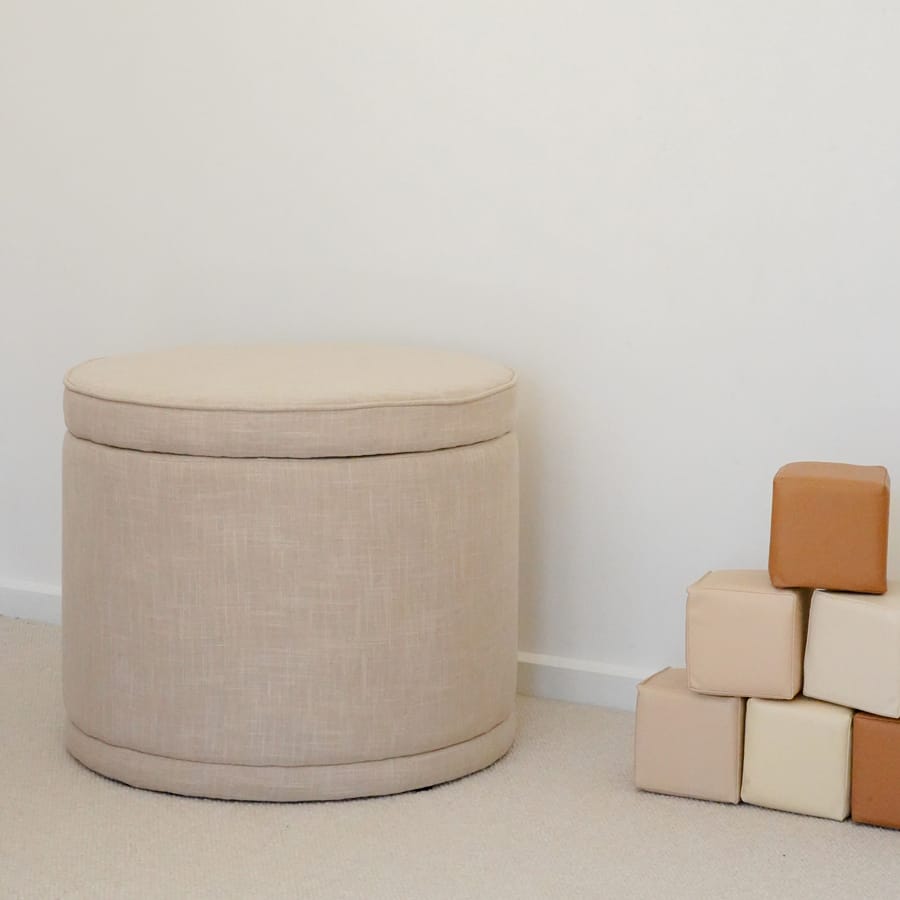 Mae Storage Ottoman Small Linen By Black Mango Interiors