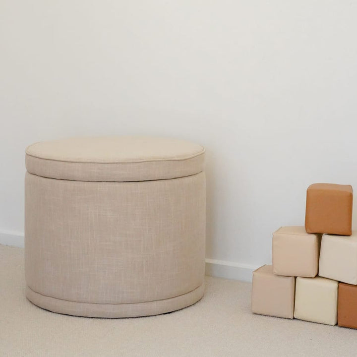 Mae Storage Ottoman Small Linen By Black Mango Interiors