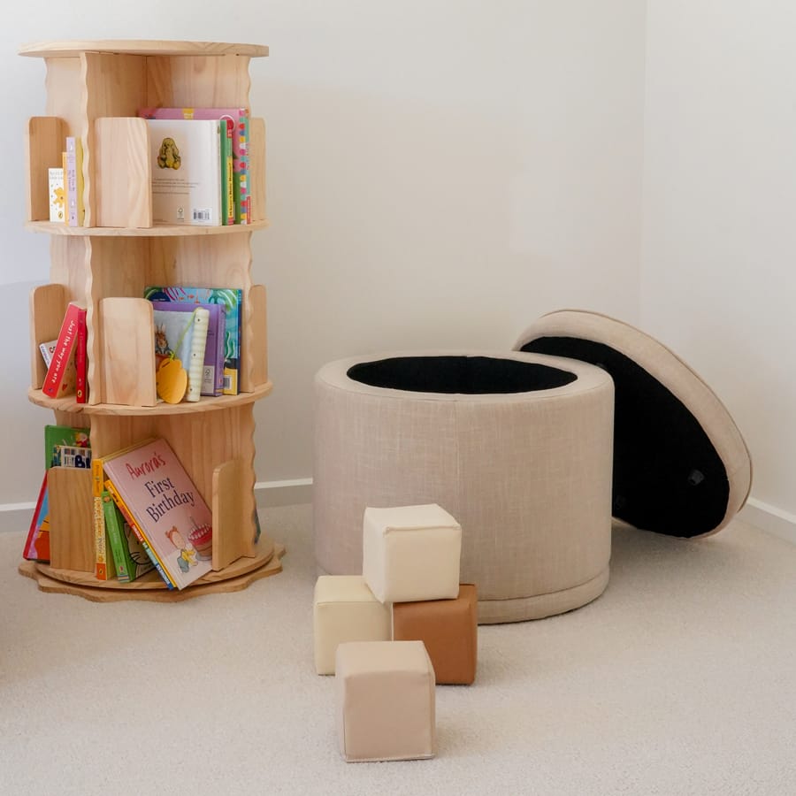 Mae Storage Ottoman Small Linen By Black Mango Interiors