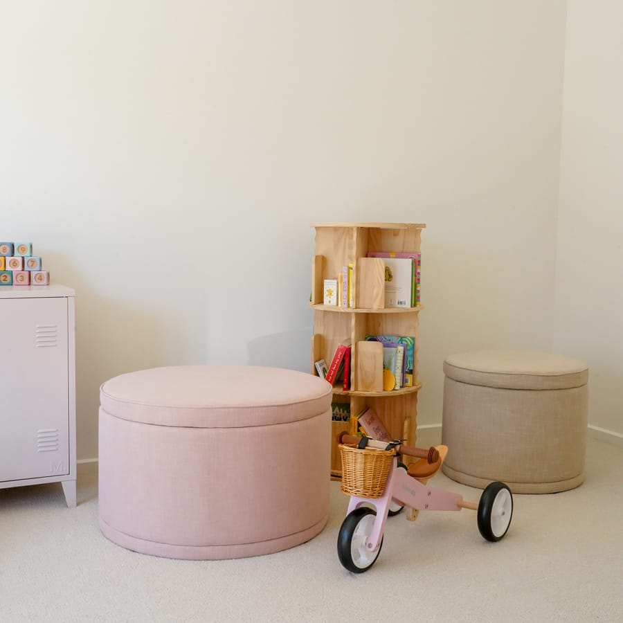 Mae Storage Ottoman Small Linen By Black Mango Interiors
