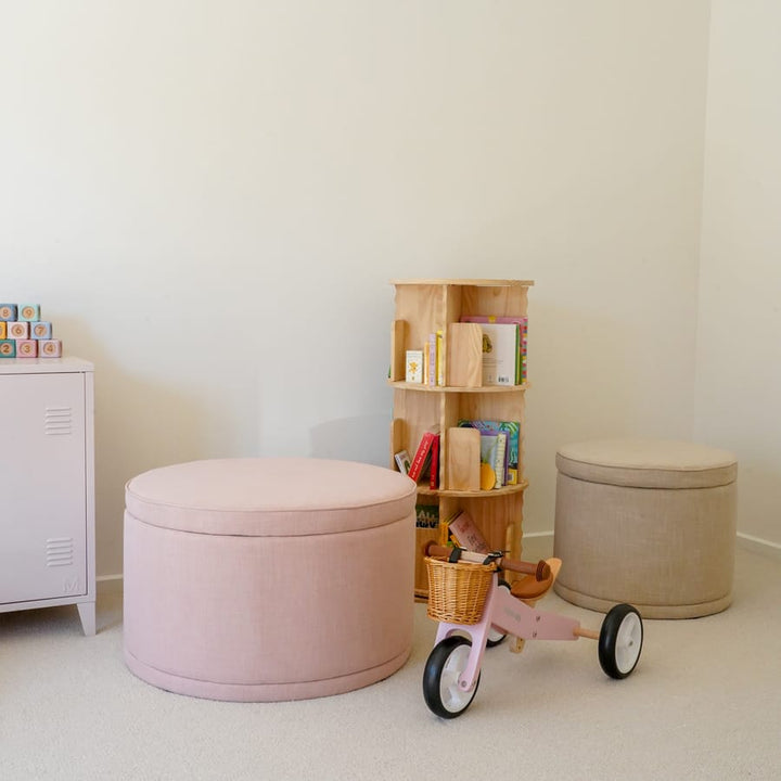 Mae Storage Ottoman Small Linen By Black Mango Interiors