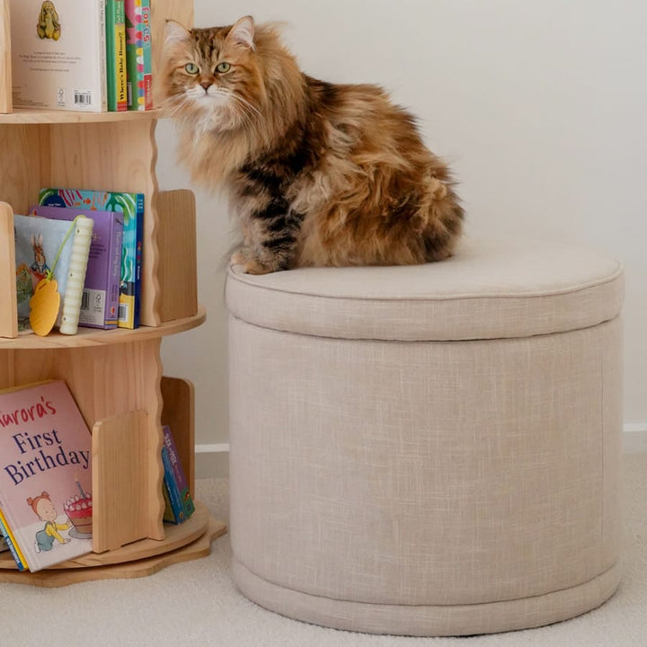 Mae Storage Ottoman Small Linen By Black Mango Interiors
