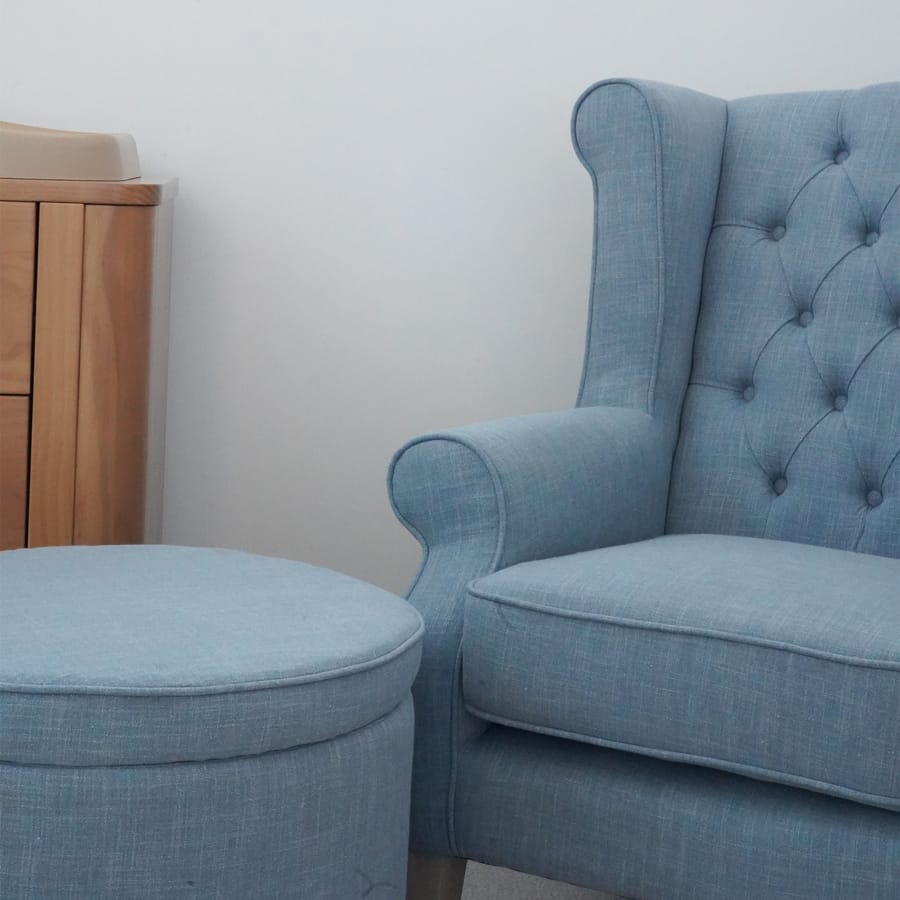 Mae Storage Ottoman Small Sky By Black Mango Interiors
