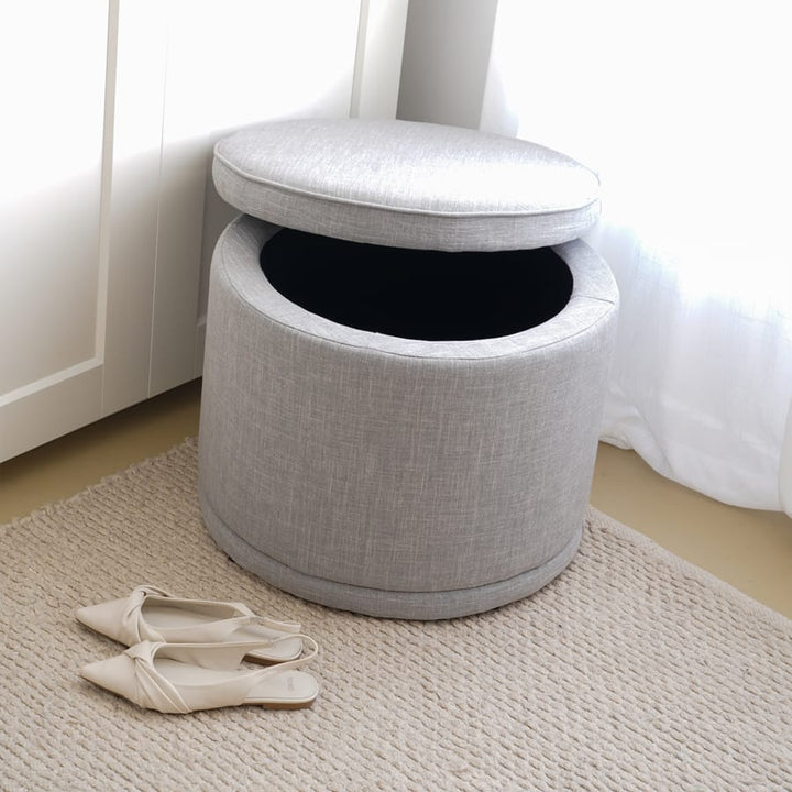 Mae Storage Ottoman Small Steel By Black Mango Interiors