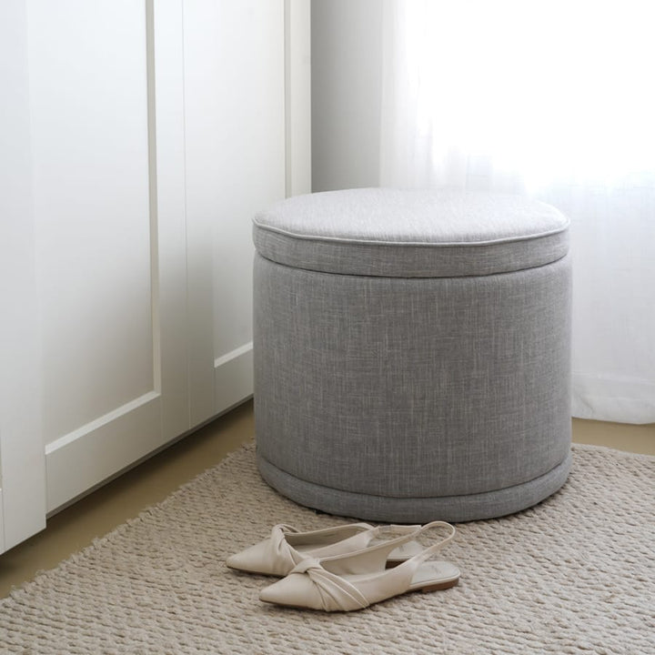 Mae Storage Ottoman Small Steel By Black Mango Interiors