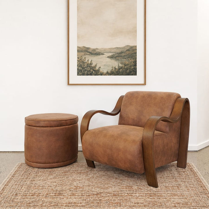 Mae Storage Ottoman Small Tan By Black Mango Interiors