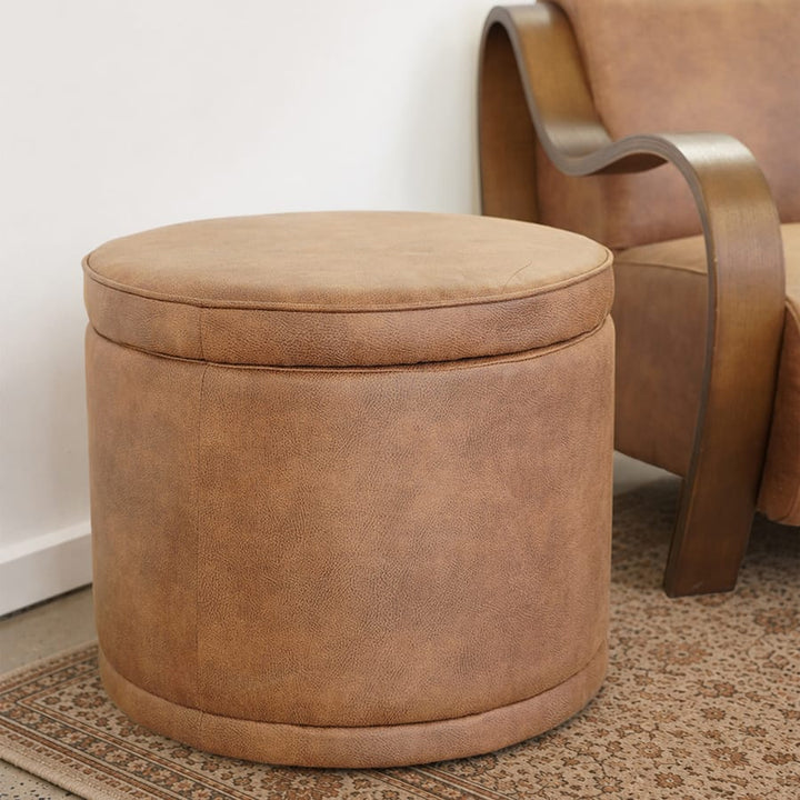 Mae Storage Ottoman Small Tan By Black Mango Interiors