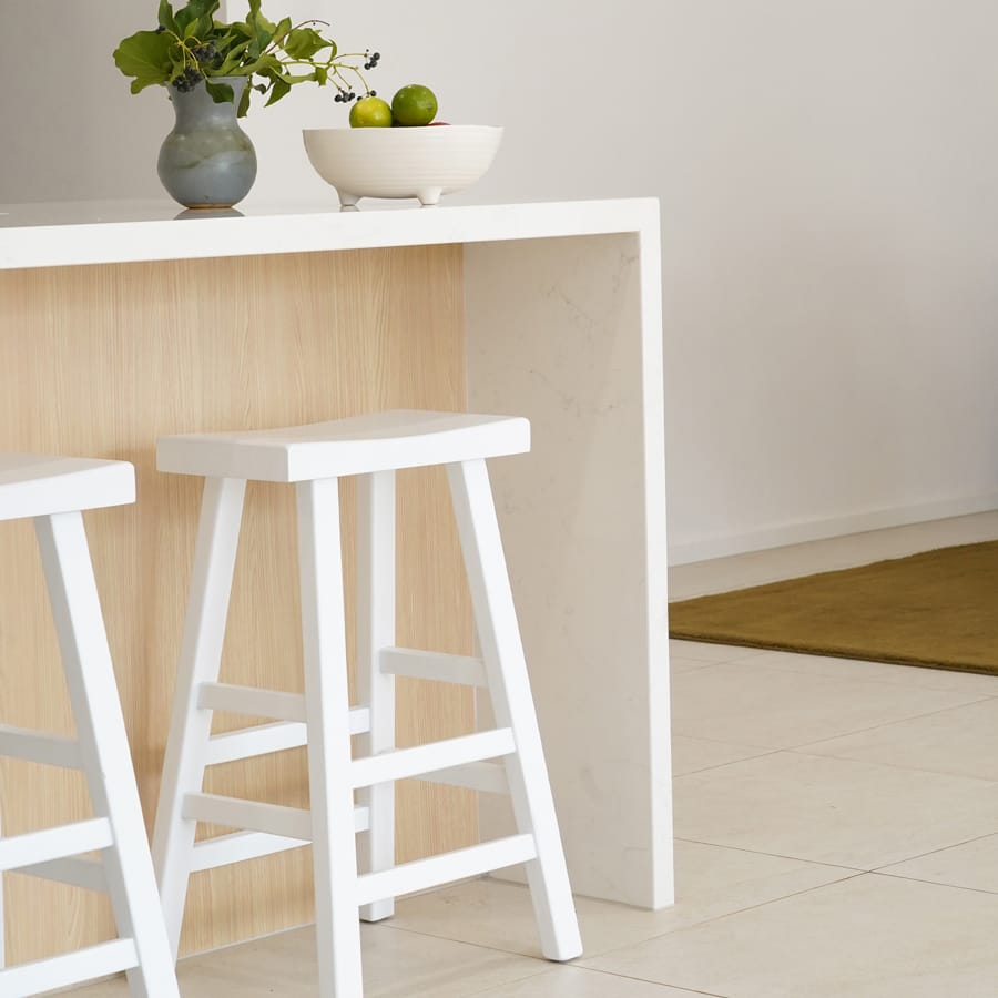 Maggie Solid Elm Counter Stool White By Black Mango Interiors