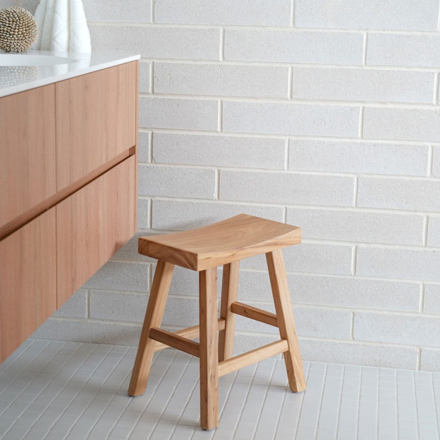 Maggie Solid Elm Workers Stool By Black Mango Interiors