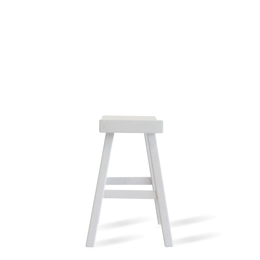 Maggie Solid Elm Workers Stool White By Black Mango