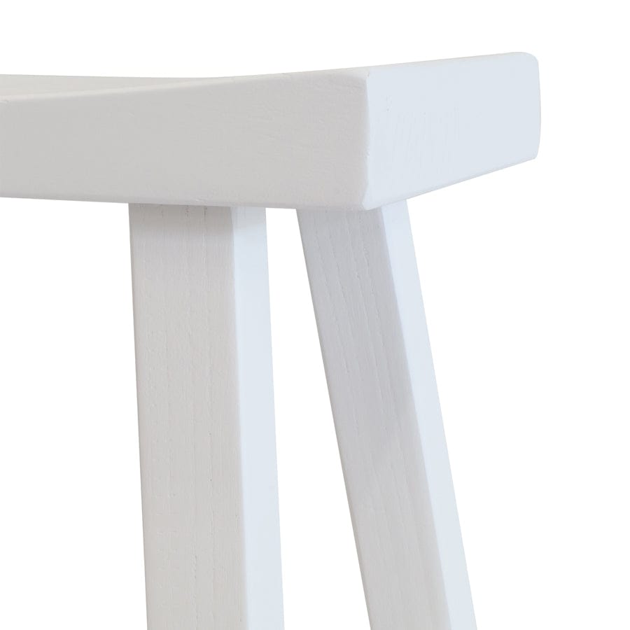 Maggie Solid Elm Workers Stool White By Black Mango