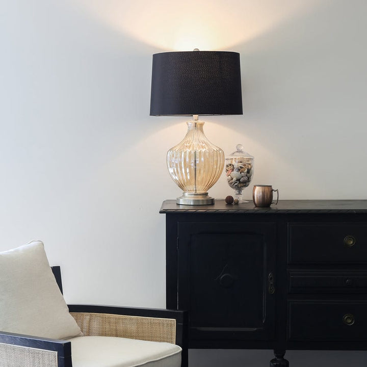 Molly Black and Gold Glass Vase Table Lamp By Black Mango
