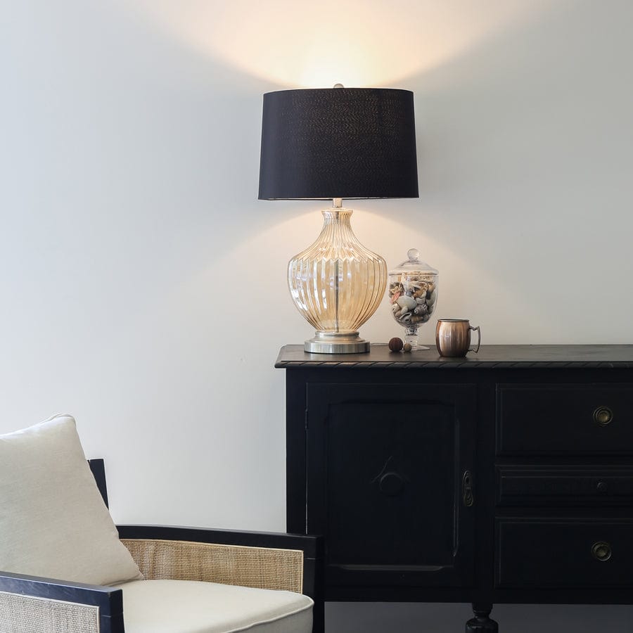 Molly Black and Gold Glass Vase Table Lamp | Black Mango