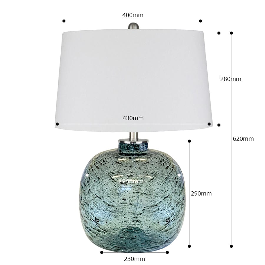 Molten Blue Glass Table Lamp Black Mango Interiors